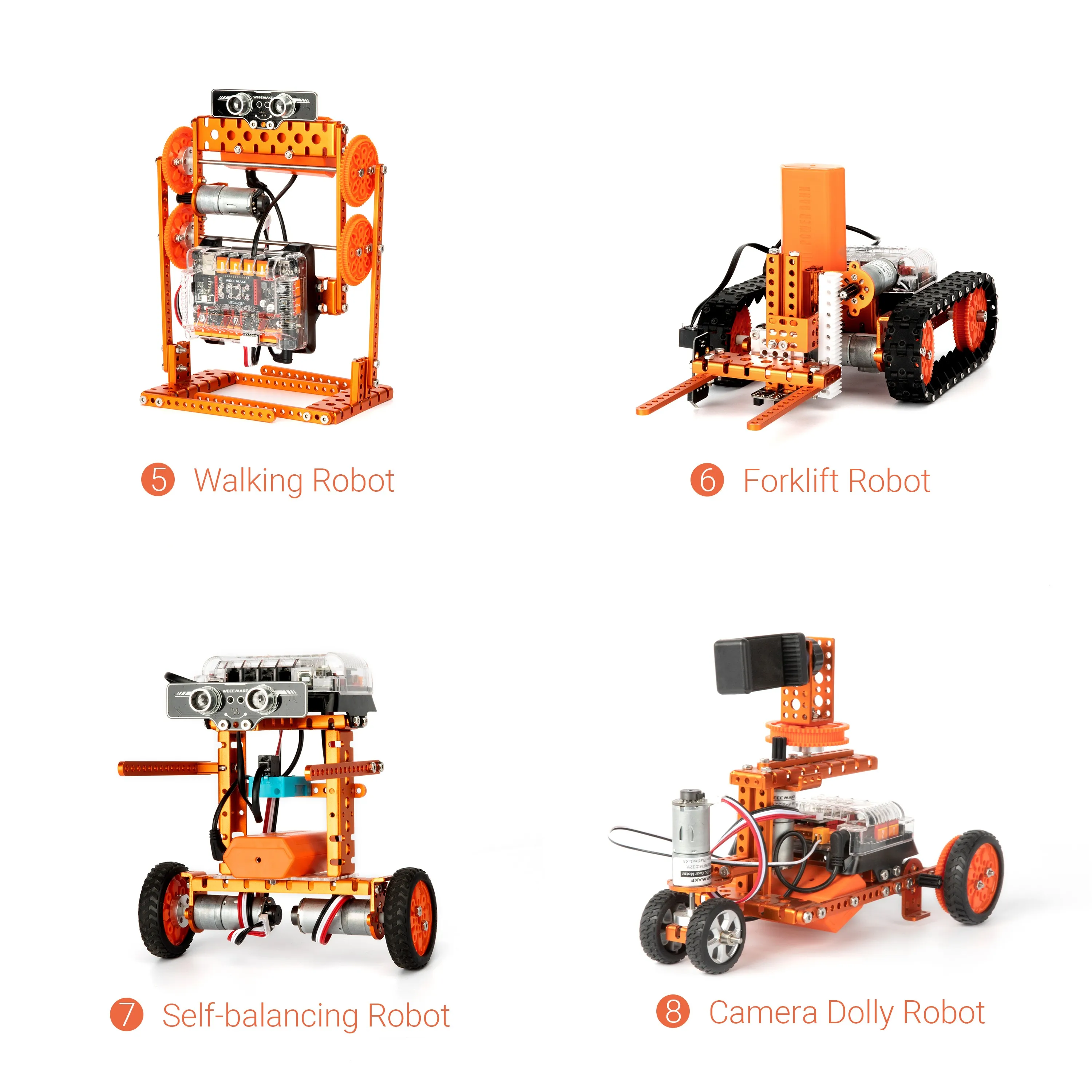 Weeemake 12 in 1 Robot Kit STEM Education Coding Remote Control Robot with Metal Construction and 18650 Battery for School Kids