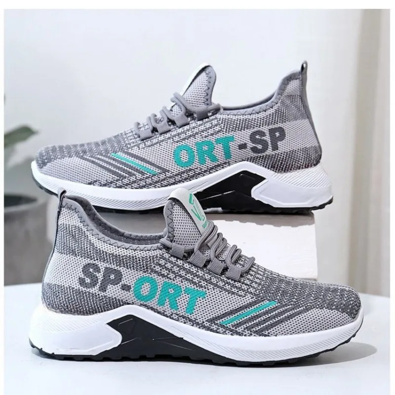 Casual Sneakers 2026 Summer New Trendy Flying Weaving Mens Running Shoes Low Cut Lightweight Gym Sports Shoes Men's Casual Shoes