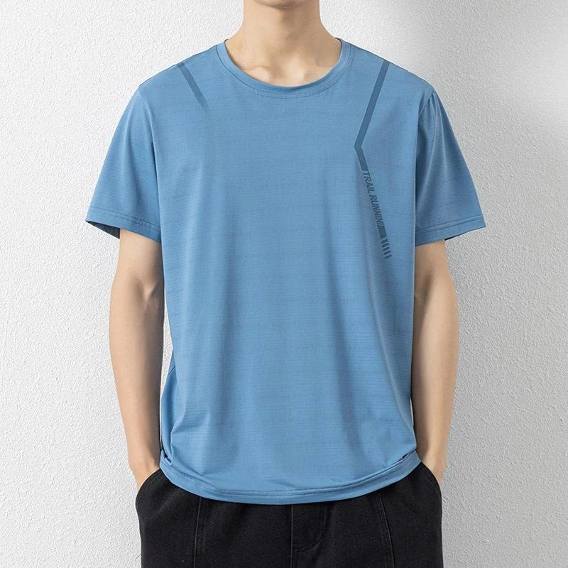 

Ice Silk T-Shirt Men's Summer Thin New 2024 Breathable Sport Ice Sensation Short Sleeve Loose Fit Printed Polyester Casual Top