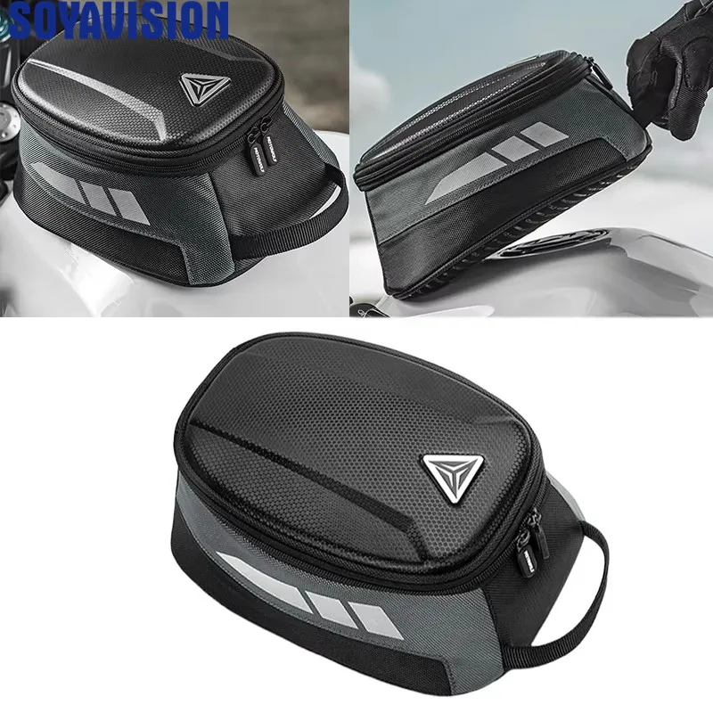 Magnetic Fuel Tank Luggage Bag For Universal Retro Motorcycle With Iron Oil Tank Waterproof 4.5L Racing Motorbike Tank Front Bag