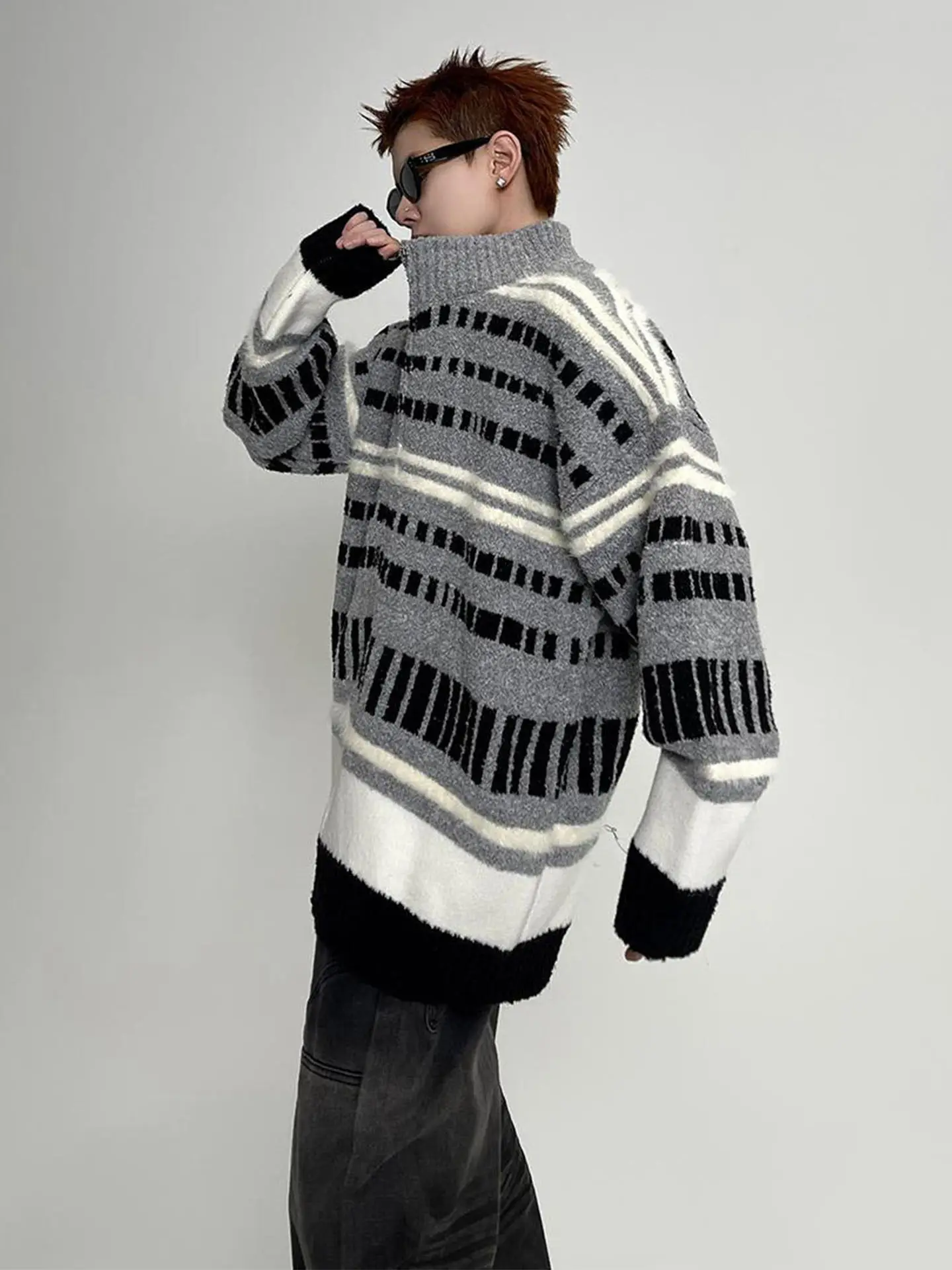 

Мужской пуловер с меховым воротником на молнии, бордовый, классический, для вечеринок и деловых встреч, европейский стиль, эластичный, из чистой ткани, с изысканной вышивкой