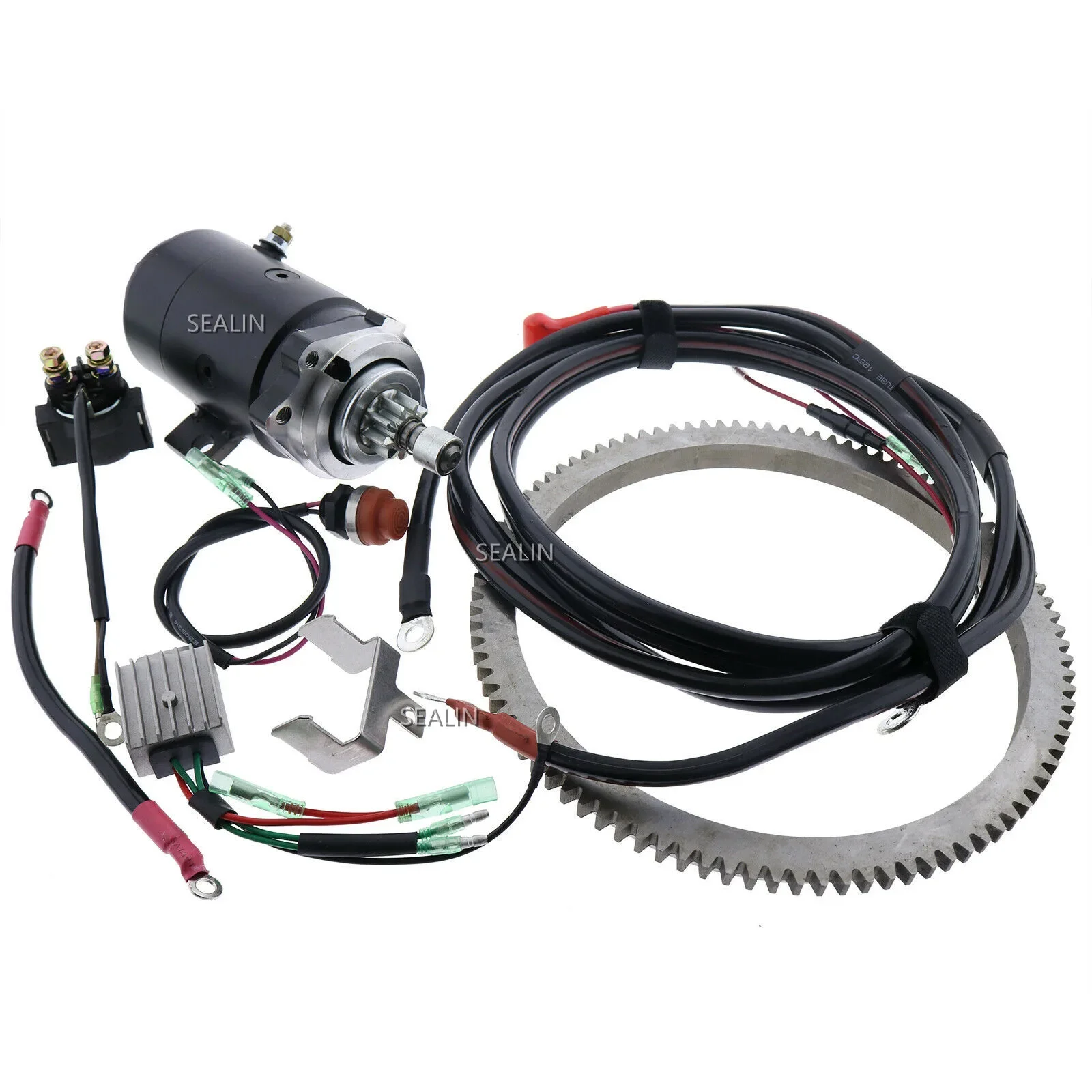 

Electric Start Motor Kit Flywheel for Yamaha Outboard E48CMH 48HP Enduro 2 Stroke PARSUN HIDEA PIONEER JIANHANG T48 M48& MORE