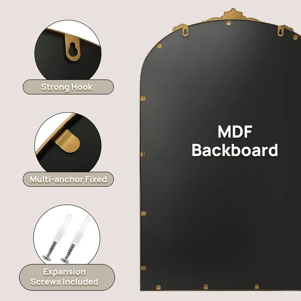 24x36 Vintage Gold verzierter Barockspiegel mit antikem Messingrahmen, ideal für Eingangsbereich, Kamin, Wohnzimmer, Flur oder Badezimmer