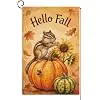Fall Chipmunk Garden Flag 12x18 Pumpkin Sunflowers Yard Decor jjp