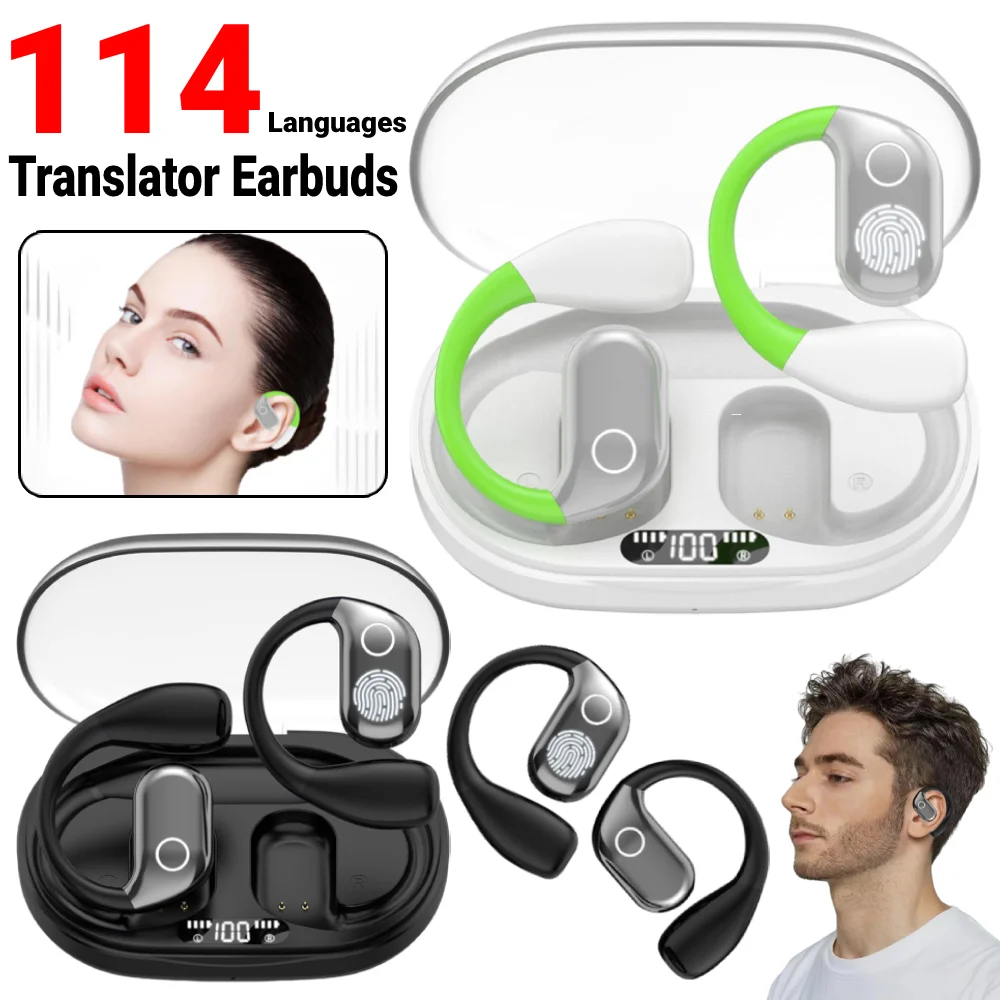 Real-time Language Translator Earbuds Instant AI Voice Translator Earphones Two-Way OWS Wireless Bluetooth Headphones for Sports