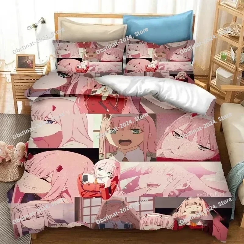 3D DARLING in the FRANXX Zero Two 02 Bedding Set Printed single Comforter Quilt Duvet Cover Pillow Case 3 Pieces Kids Adult Size