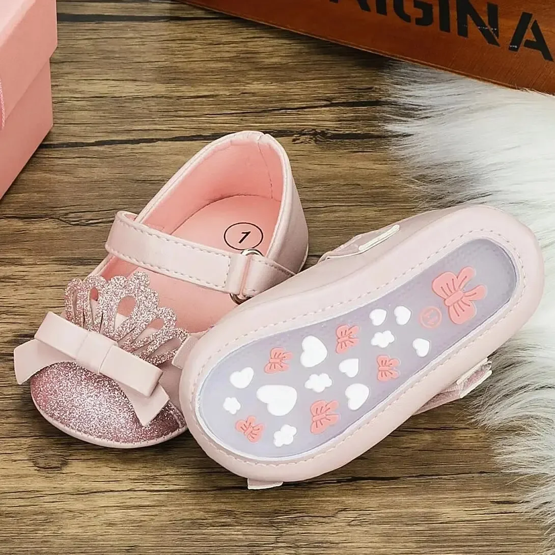 Meckior Baby Meisjes Schoenen Pasgeboren Pu Leer Antislip Rubber Zool Baby Prinses Trouwjurk Schoenen Strik Ballet Flats