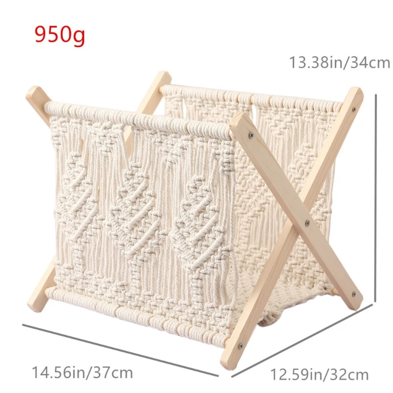 Macrame Magazine Rack Boho Magazine Holder Storage Standing Basket for Newspaper Dropship