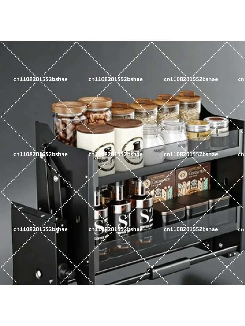 Kitchen Top Cabinet Hanging Storage Lift Basket Drop Down Organizer for Snacks Seasoning