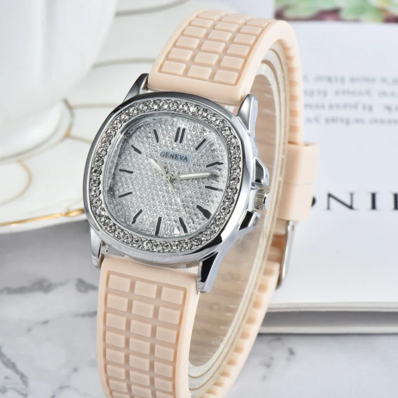New Case Top Quality Women's Watch Business Square Zircon for Women Men Dial Leather Wrist Watch Reloj De Mujer
