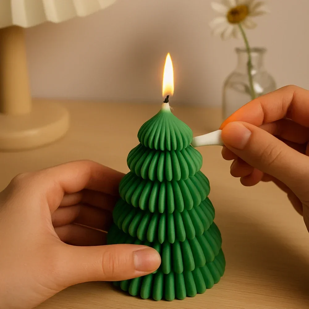 1-2PCS 3D Christmas Tree Silicone Mold Non-Stick Easy Release for DIY Aroma Candles Resin Crafts and Diffuser Stones