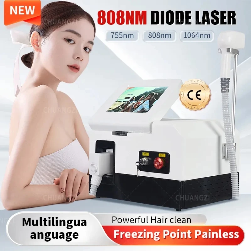 

New 2000w Diode La-ser Hair Removal Machine Beauty Instrument Ice Titanium Device 808 755 1064 Nanometer