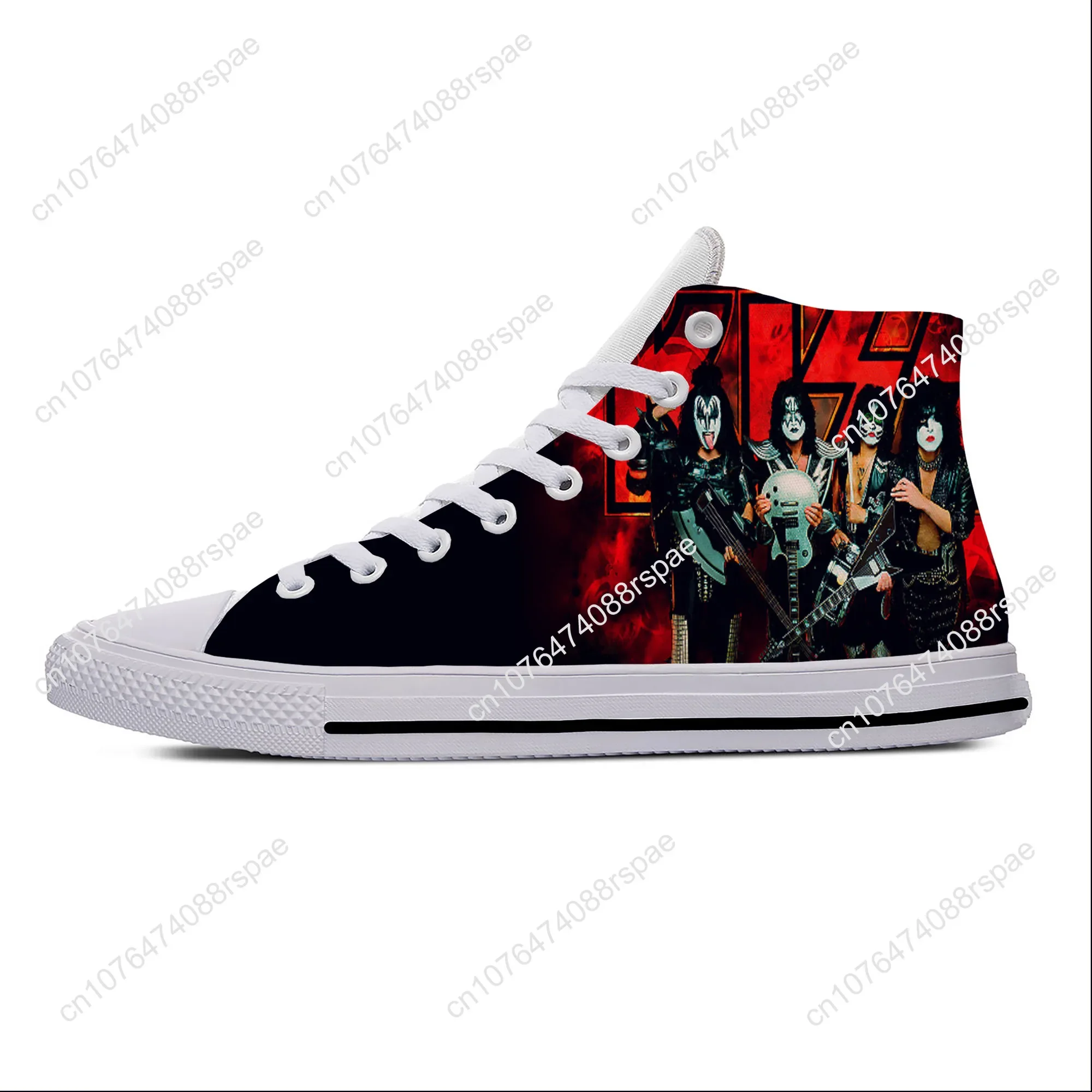 Heavy Metal Rock Band Kiss Music Fashion Funny Casual Cloth Shoes High Top Lightweight Breathable 3D Print Men Women Sneakers