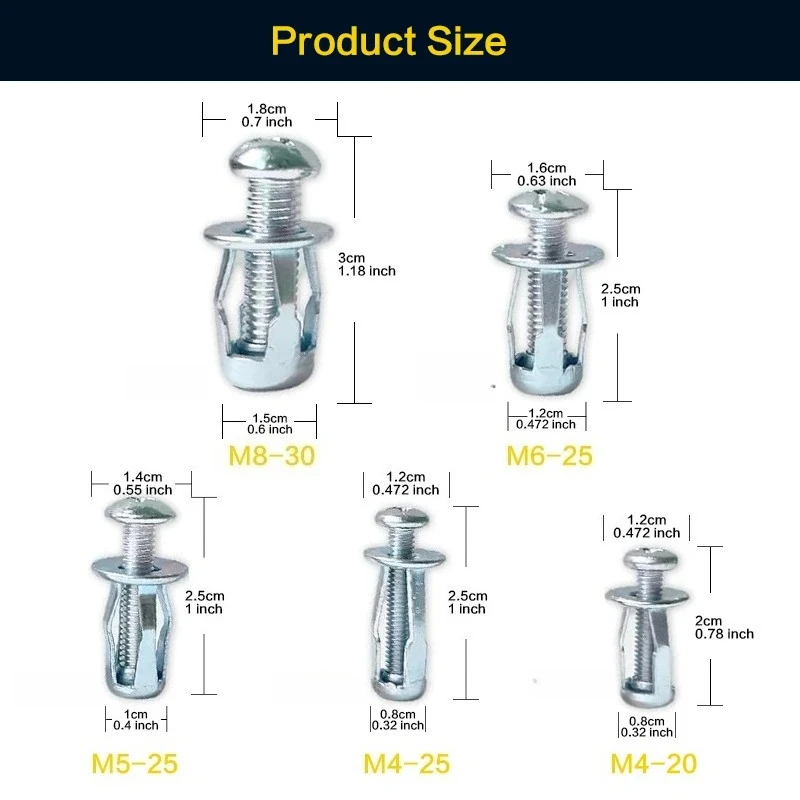 Petal Nuts, Expansion Screw Jack Nut, Carbon Steel Rustproof Corrosion-Resistant Petal Shape Rivet Nuts Fasteners M4 M5 M6 M8