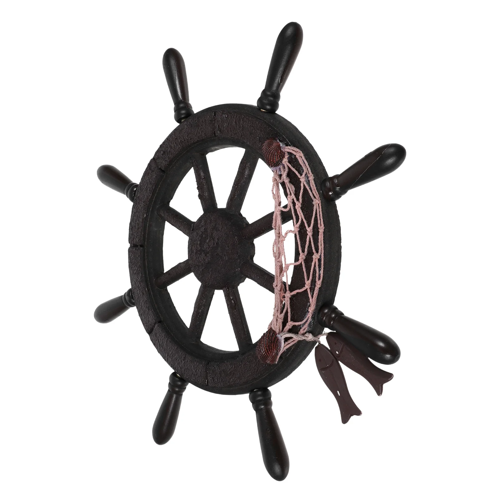 

Mediterranean Wooden Rudder Craft Wall Hanging Ship Steering Wheel Decor Nautical Marine Accent for Living Room Bathroom Coastal