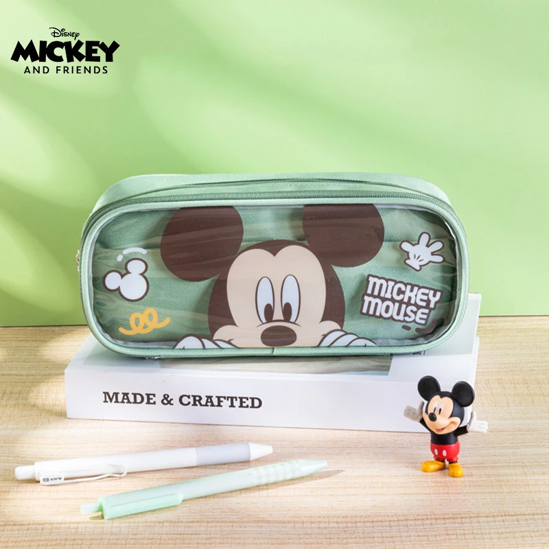 Imagem -04 - Disney-large Capacidade Transparent Pencil Case Bonito Papelaria Bolsa Student Pen Box Material Escolar Ponto Lotso Mickey