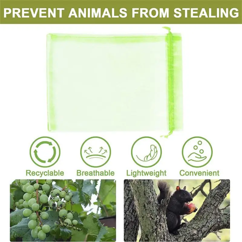 20pcs Fruit Grape Protection Bag Garden Drawstring Mesh Bag Bird-proof Plant Strawberry Fruit Planting Bag