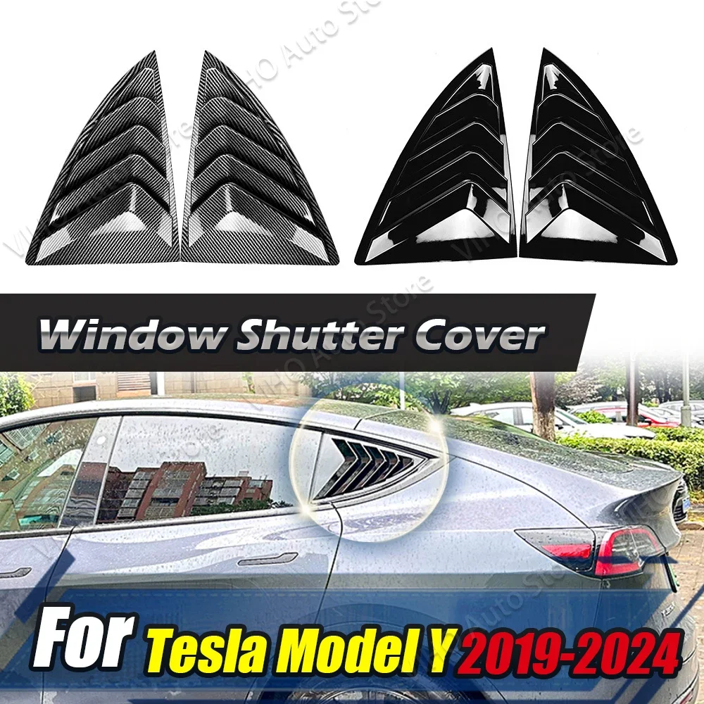 Para Tesla Model Y 2019 2020 2021 2022 2023 2024, ventana trasera de coche, cubierta de persiana de ventilación lateral, pegatina embellecedora, Kit de carrocería alerón