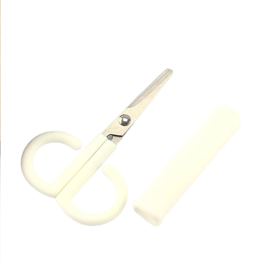 Safety Scissors Stainless Steel Plastic Blade Scissors With Cover White Multi-Purpose Home Office Classroom Craft