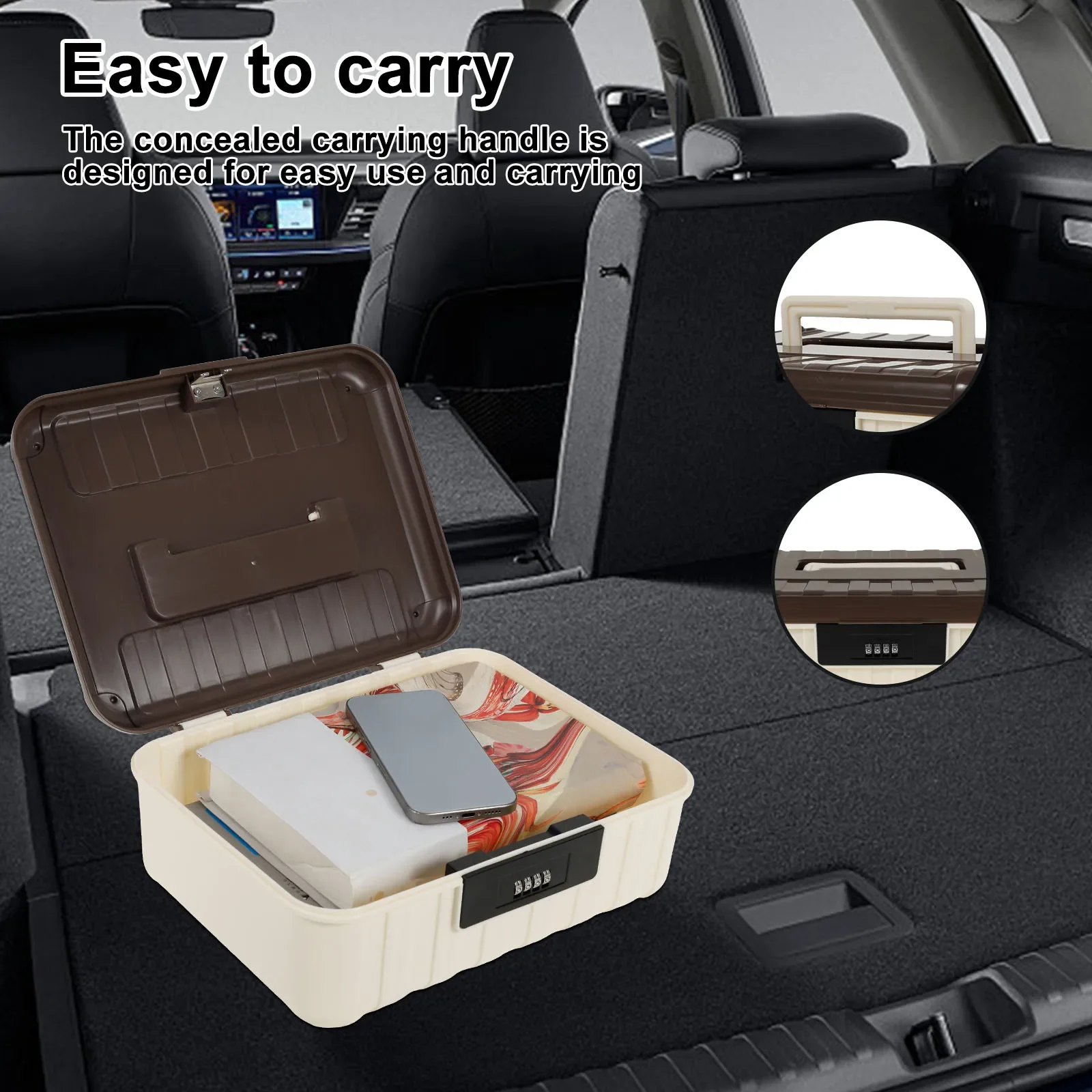 Four Digit Password Lock Safe Box Portable Money Jewelry Privacy Security Storage Box Large Capacity Household Office Organizer