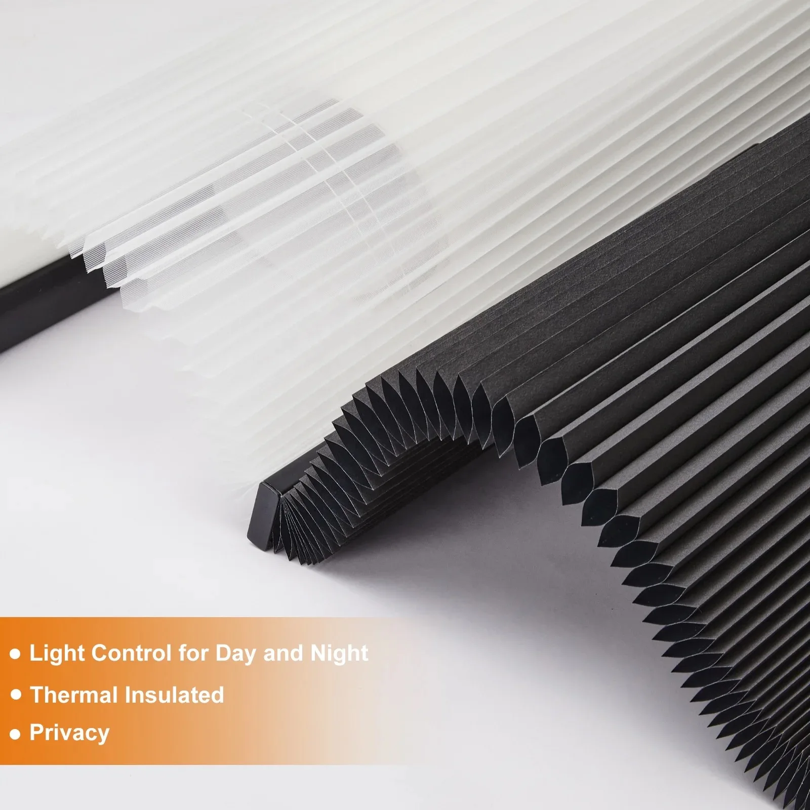 2 in 1 Day & Night Honeycomb Celluar Shs with Blackout Fric & Mosquito Net. 100% Blackout & Insect Proof for Sliding Door