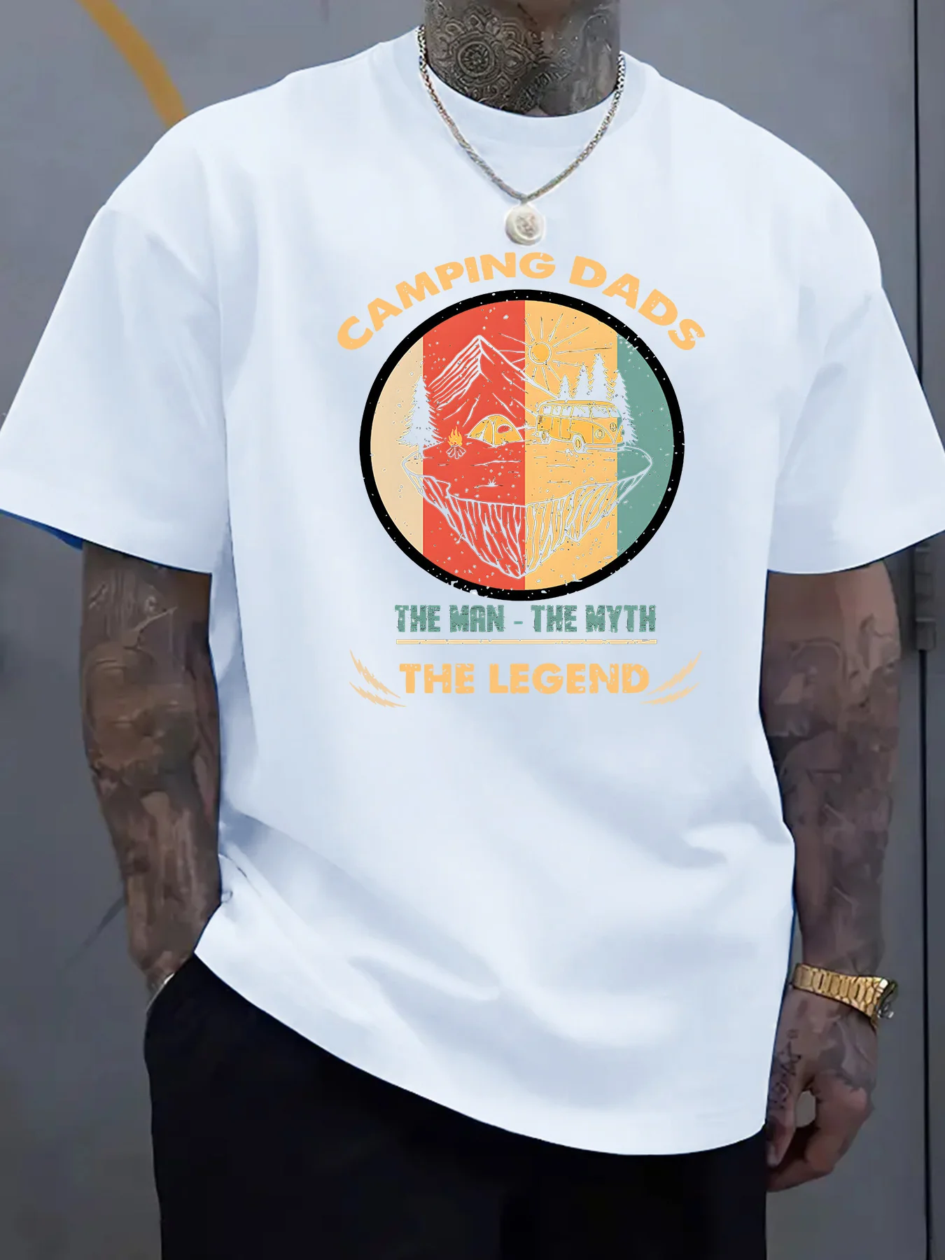 

Мужская футболка с рисунком для кемпинга и папы The for Man The Myth The Legend Design, повседневная футболка из чистого хлопка с короткими рукавами