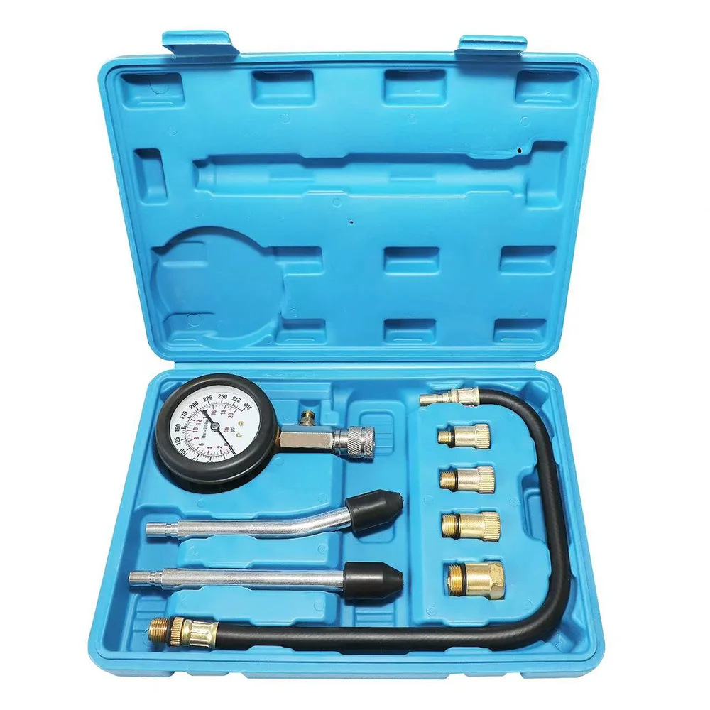 8pcs Petrol Engine Cylinder Compression Tester Kit Automotive Tool Gauge