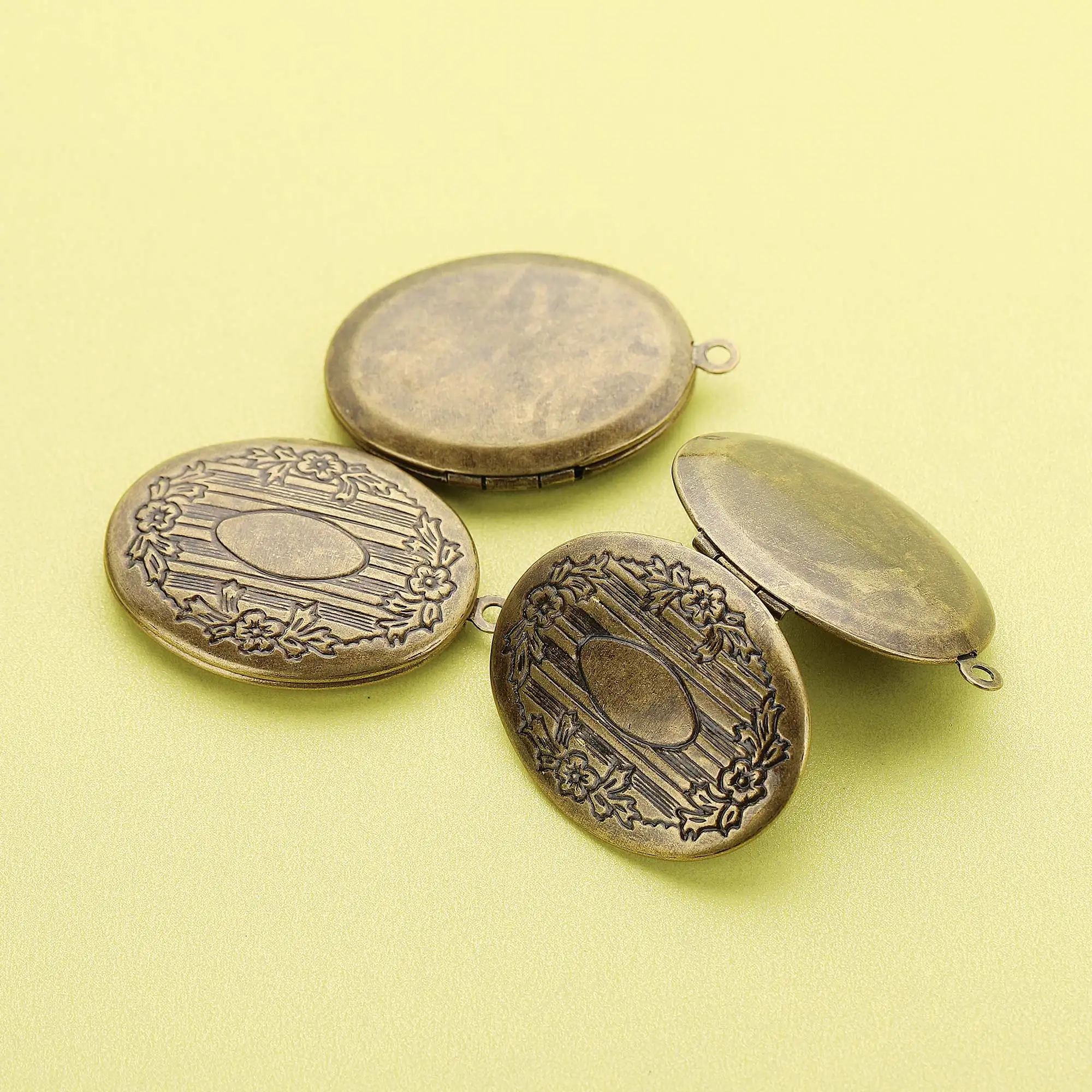 5Pcs 20x30MM Oval Photo Locket,Keepsake Antiqued Dark Bronze Brass Locket,DIY Photo Memory Pendant Charm Supplies 1121058 image 2
