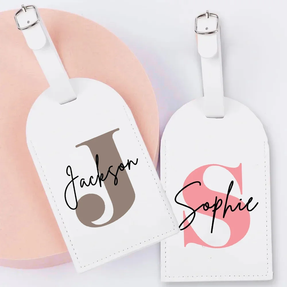 Personalised Monogram PU Luggage Tag Initial with Name Leather for Suitcase Baggage Handbag Tags Travel Bag Label Tag Best Gifts