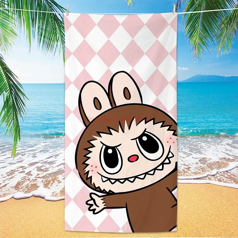 2025 Labubu 75*150cm Bath Towel Kawaii Soft And Comfortable Absorbent Towel No Fading Beach Towel No Linting Swimming Pool Towel