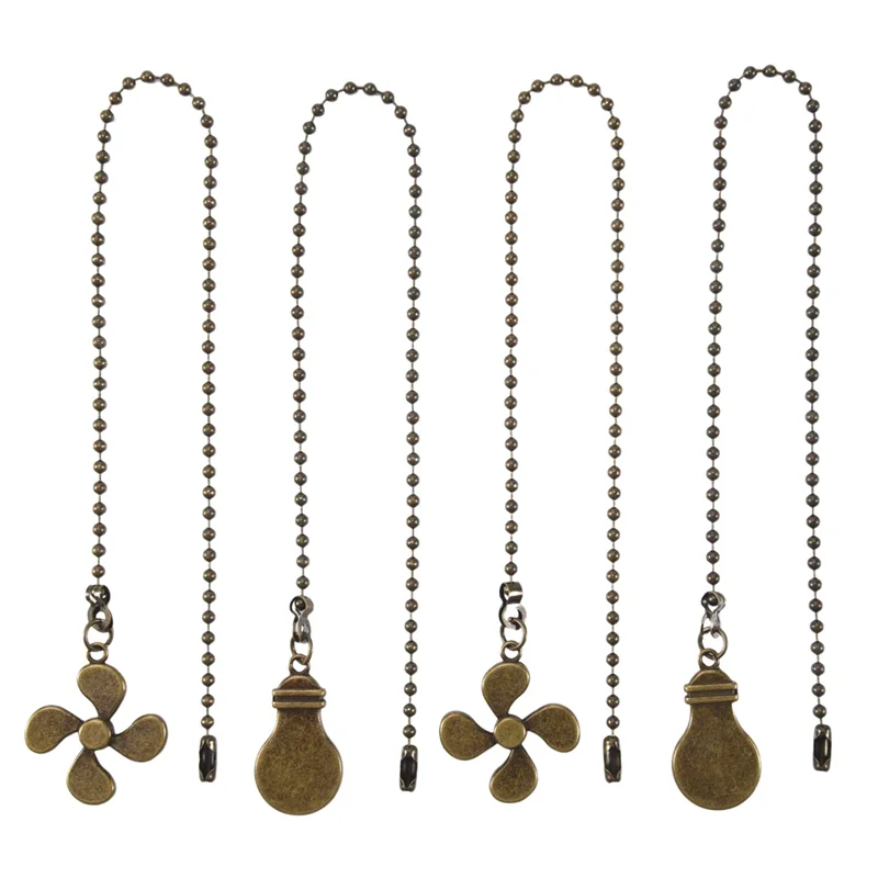 ABWR-4Pcs เพดานพัดลมดึงชุดโซ่,หลอดไฟและพัดลมรูปแบบดึงขยายพัดลมดึงโซ่จี้ 12 นิ้ว