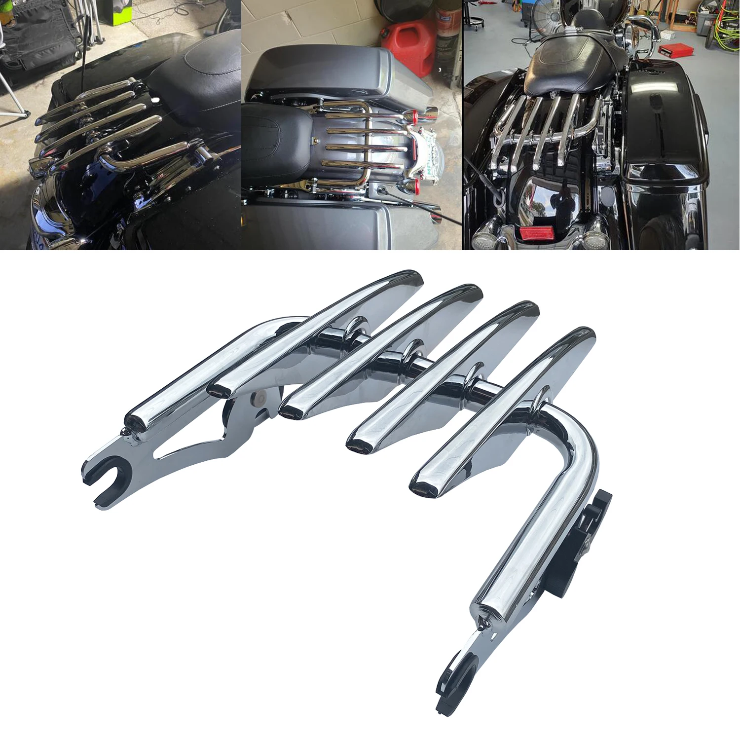 Chrom odpinany Stealth dwa-Up bagażnik mocowanie dla Harley Touring Road King Street electride FLHT FLHR 2009-2023