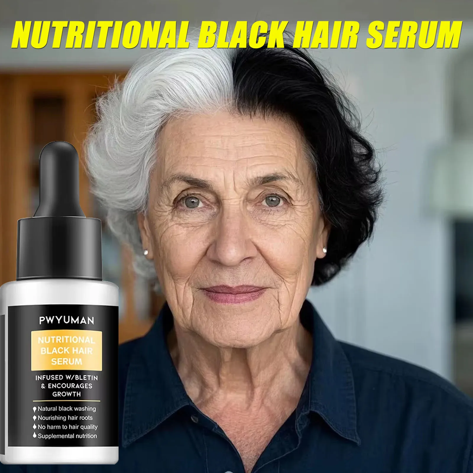 Anti Gray Hair Essence Hair Blackening Serum White Hair Treatment White To Black Hair Repair Care Nourish Scalp Anti Hair Loss