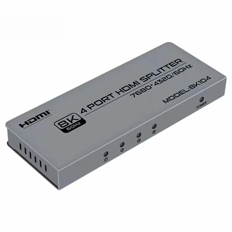FJ-8K104  8K Four Port HDMI Splitter 1 in 4 Out 7680*4320@60Hz HDMI2.1 4 Screens Together Sharing Audio Video Accessories