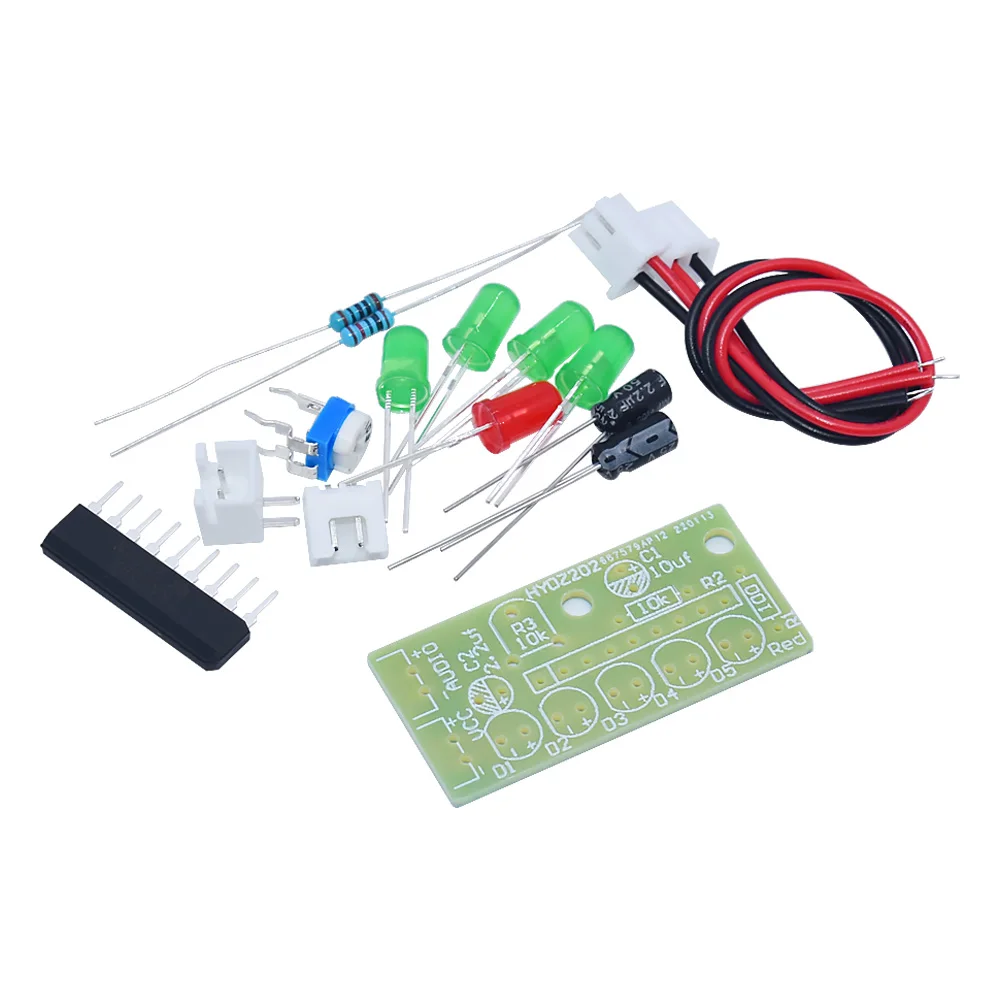 Agre2284-Indicateur de niveau audio, suite technique, pièces électroniques, 5mm, LED rouge et verte, kits de bricolage