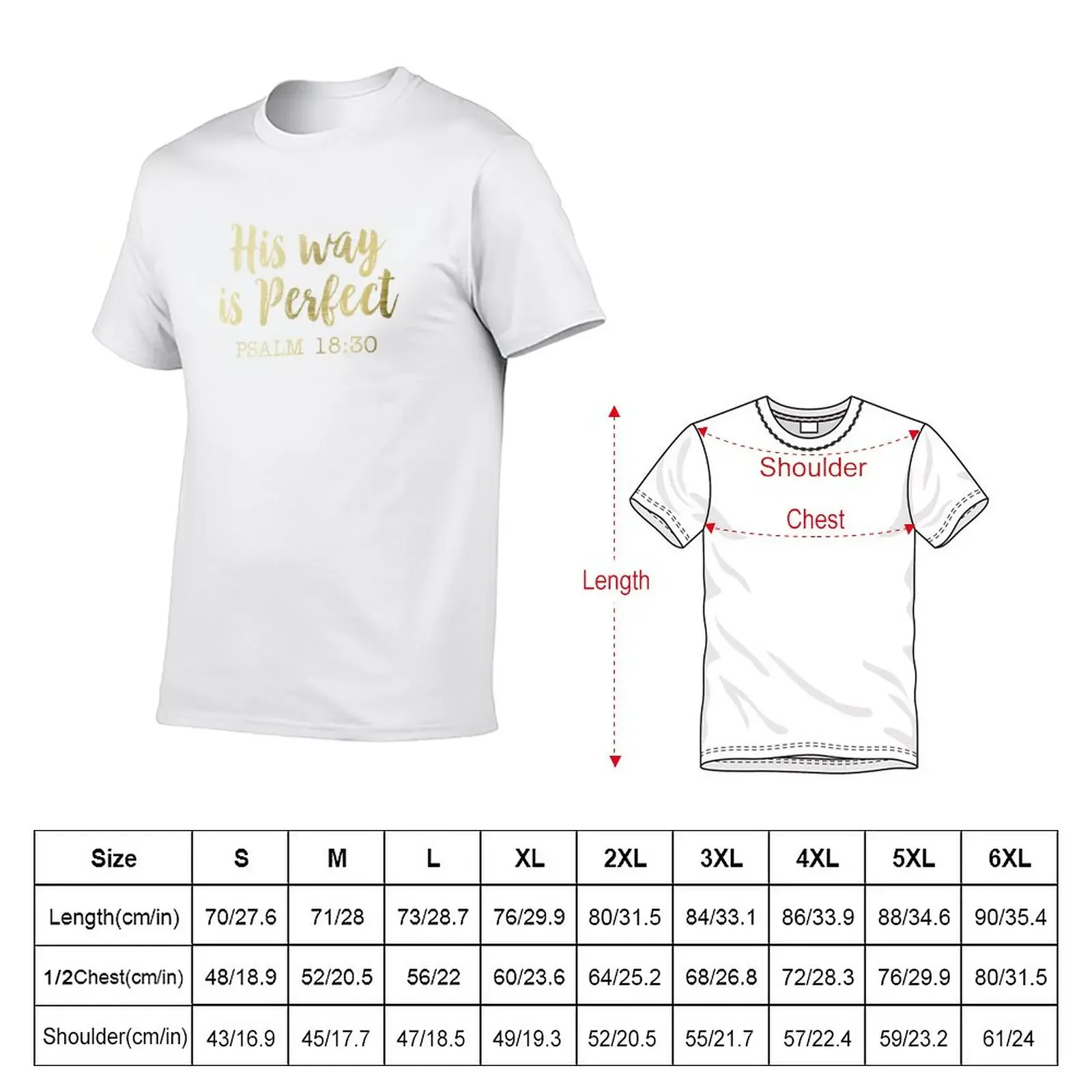 Psalm 18:30 Gold Typography T-Shirt plus size tops hippie clothes tshirts for men