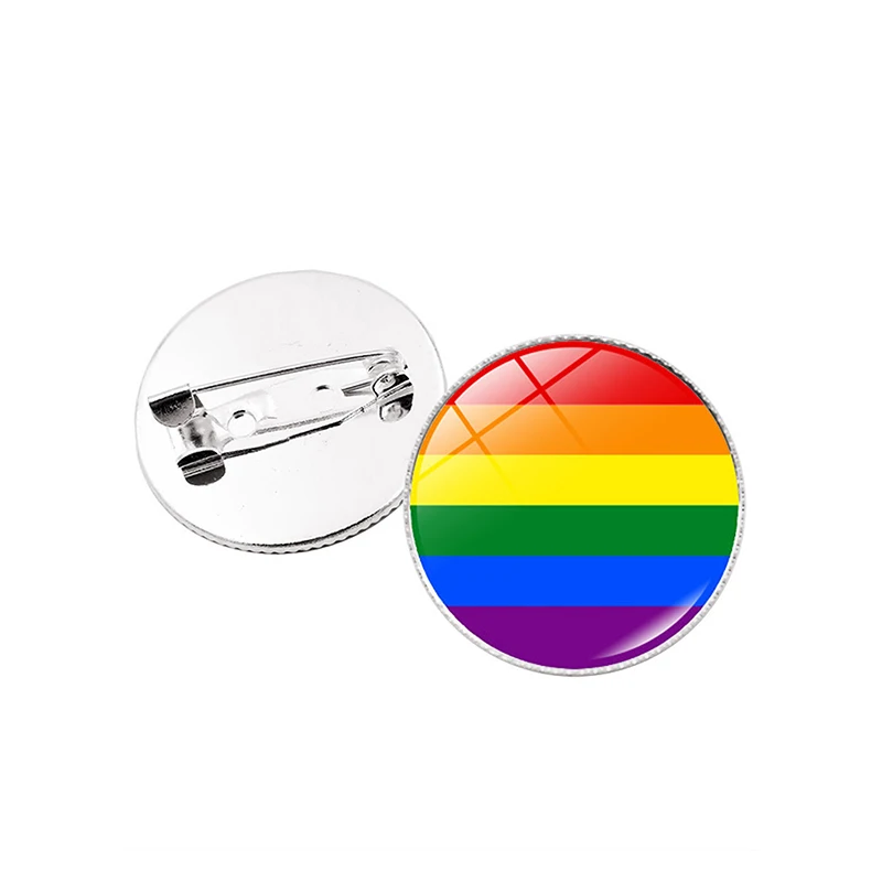 Spilla rotonda LGBT Pride Badge Rainow Flag Glass Pins lesbiche Gay Transgender Queer asessual Pansexual Jewelry