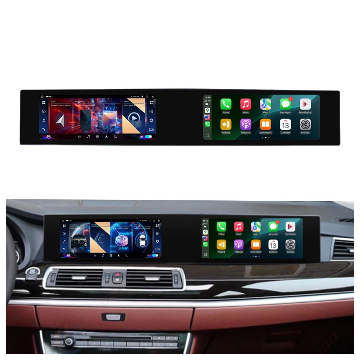 22'' Dual Screen Car Radio 5 Series CIC NBT 2011-2017 Android Head Unit Auto Stereo GPS Navigation Multimedia CarPlay 4G