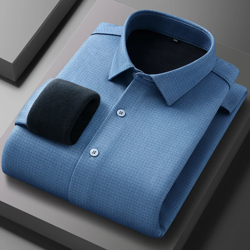 Men's fleece long-sleeved shirts, wool winter thickened cold-resistant shirts, casual and trendy, high quality for the street