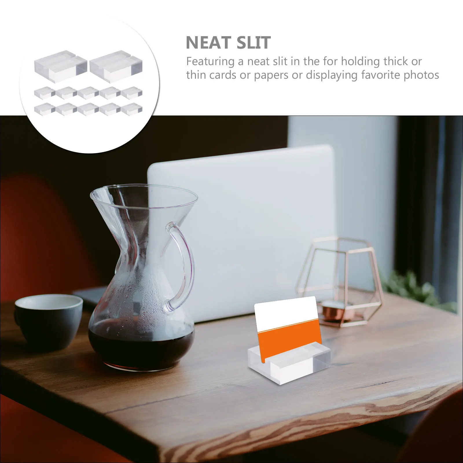 12Pcs Acrylic Card Holder Business Card Base Table Sign Holder Photo Display Stand for Kitchen Dining Room Decoration Favor Gift