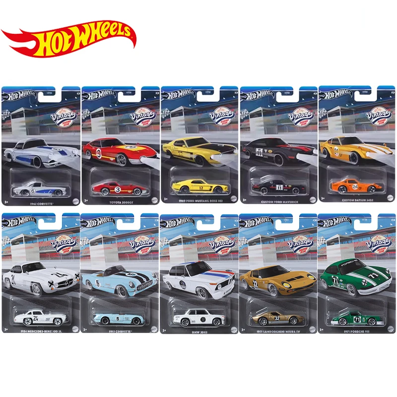 Hot Wheels Vintage Racing Club Porsche 911 BMW 2002 Mercedes-Benz 300 SL 1Toyota 2000GT 1/64 Diecast Car Model Toy for Kid HRT81