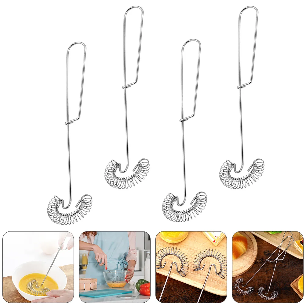 

4pcs Stainless Steel Egg Whisk Hand Mixer Kitchen Tool Hanging Design Rust Resistant Wire Coil Spring for Cooking