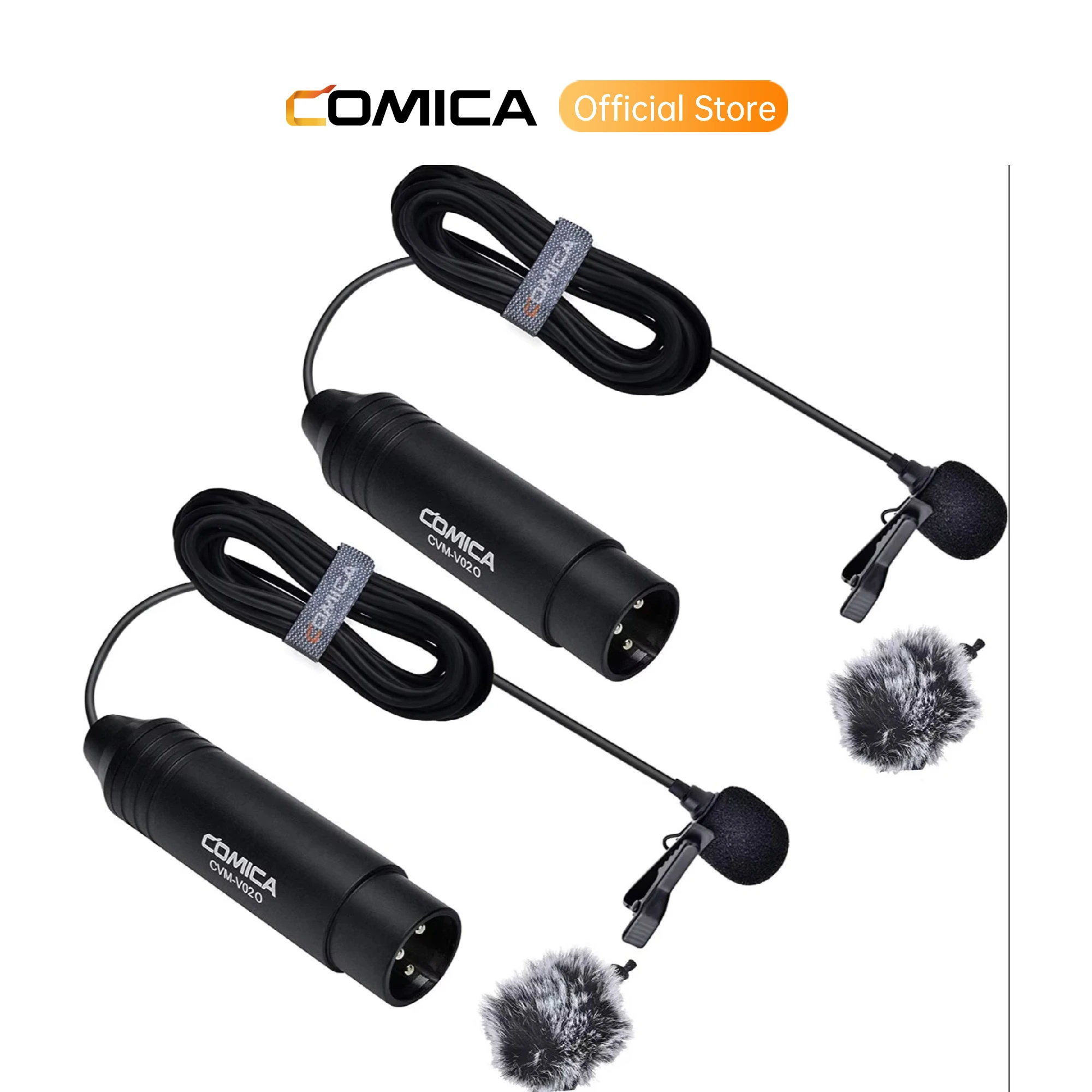 XLR Lavalier Microphone, Comica CVM-V02 Omni-Directional 3-pin Lapel Microphone for Canon Sony Panasonic Camcorders