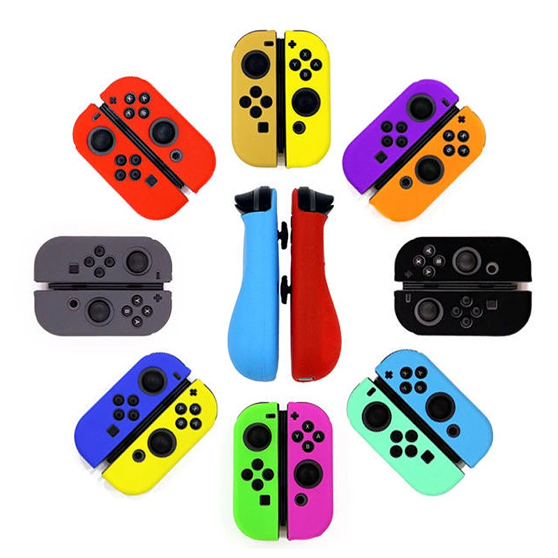 Étui de protection NS Joy-Con pour manette Nintendo Switch, capuchons de pouce, housses de poignées en silicone anti-ald