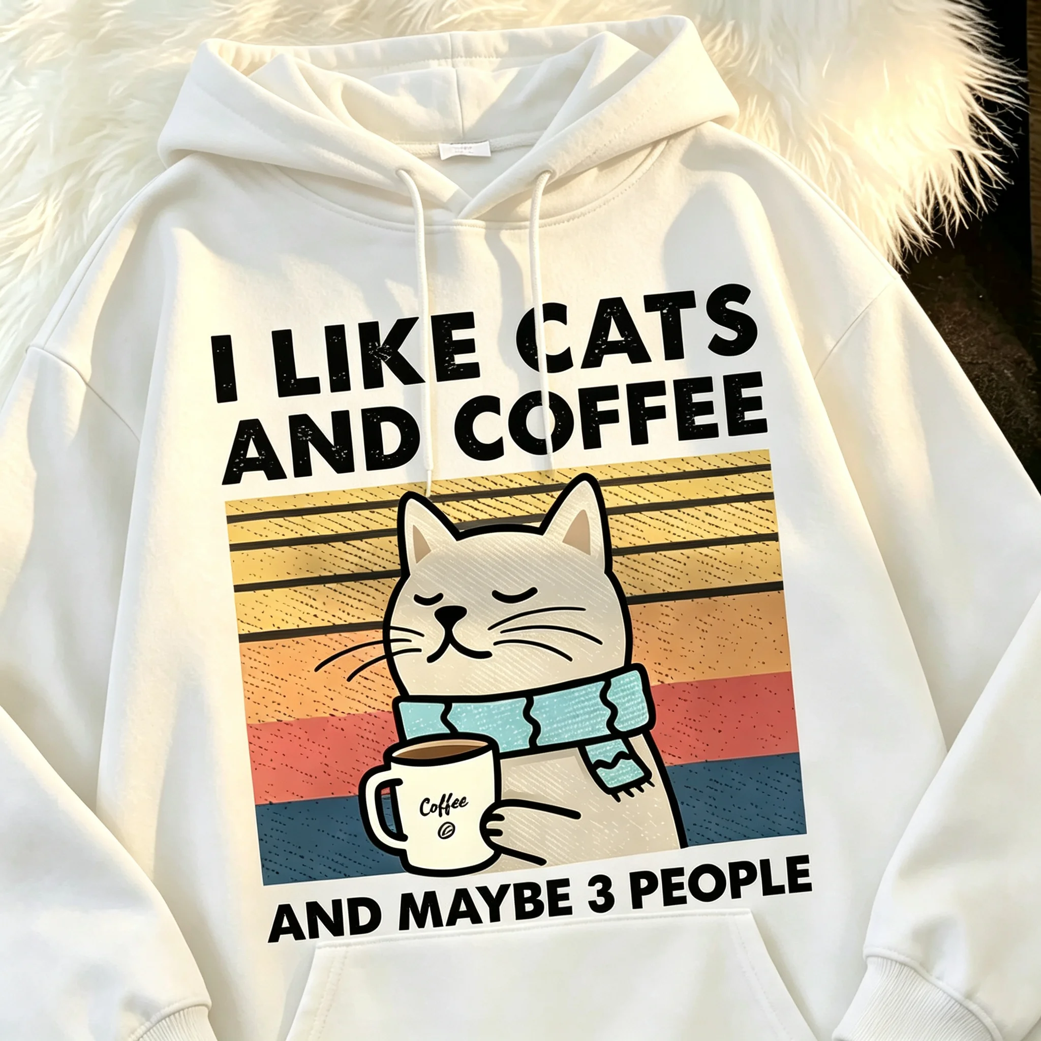 I Like Cats And Coffee Men Women hoodie Tee Clothes Hip Hop Loose hoodie Fashion hoodie Streetwear Couple clothes