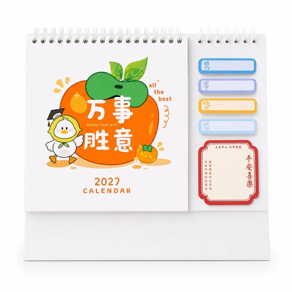 2027 Desk Calendar with Tear Off Sticky Notes, Minimalist Monthly Standing Calendar for Office Desktop, 13 Sheet Gold Foil