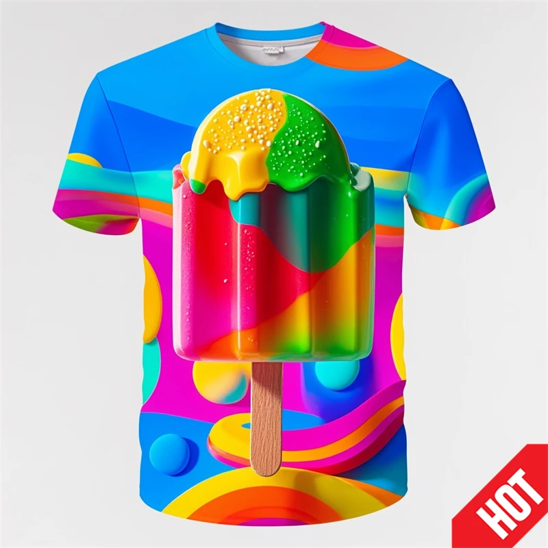 Sell Hot Summer 3d Ice Cream Printed T Shirt High Quality Cool Fashion Graphic T-shirts For Men Kid Funny Tops Tees 80s Clothes