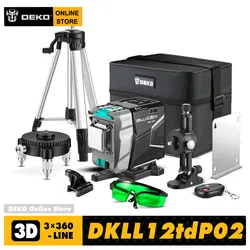 DEKO DKLL12TDP02 3x360 3.7V ad alta precisione LASER verde livello 520nm-orizzontale e verticale AUTO-livellamento strumenti di costruzione