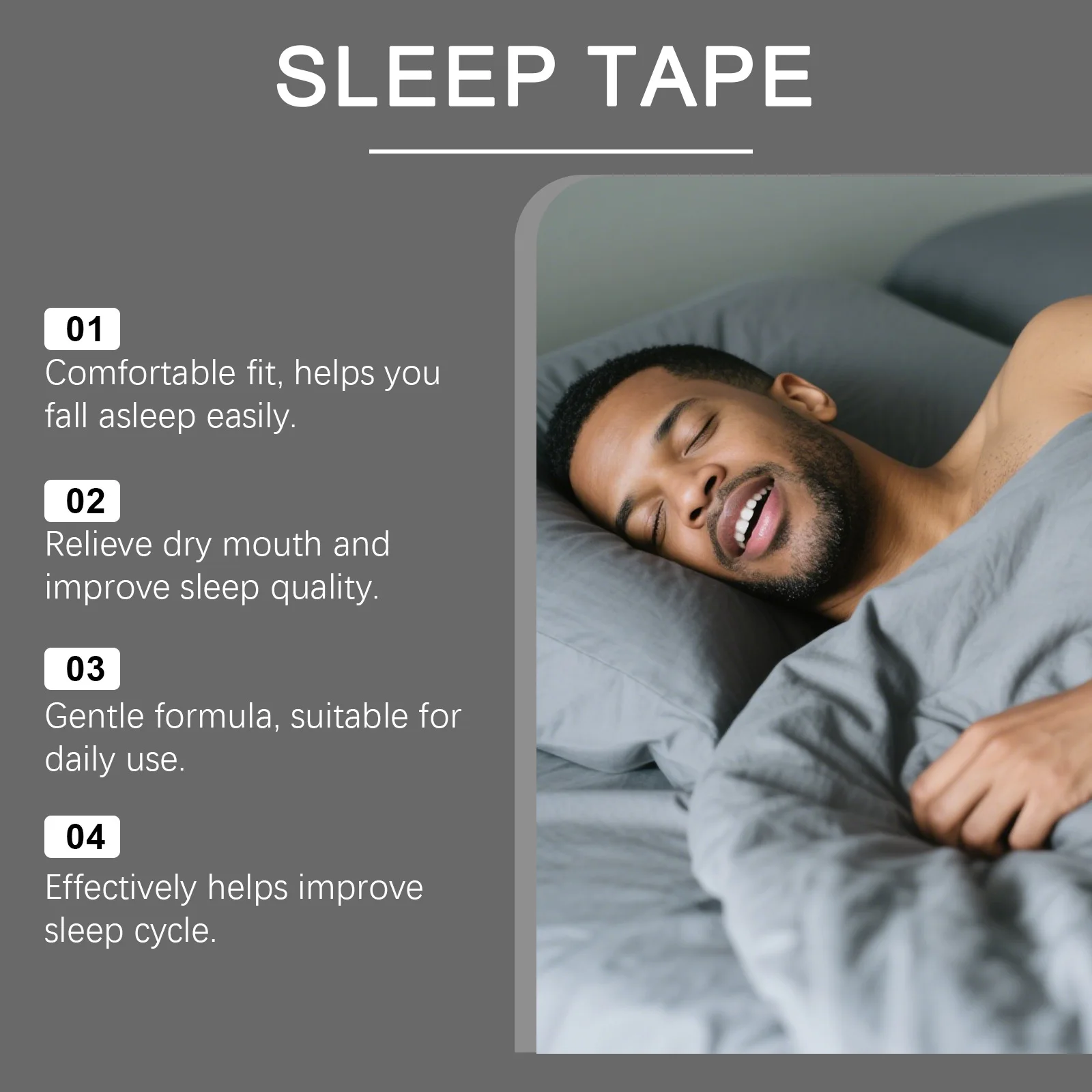 Ximonth Anti-Snoring Patches Correct Breathing Reduce Snoring Aid Sleep Comfort Wear Daily Night Care Lavender Scent Mouth Tape