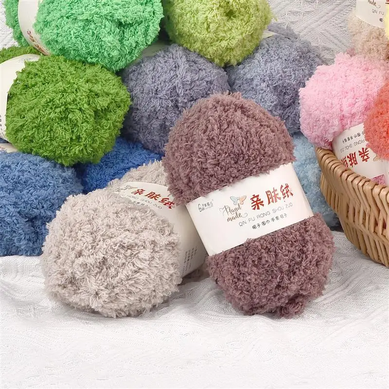 50g/Roll Soft Chenille Yarn Coral Velvet Fluffy Yarn For Knitting Crochet DIY Dolls Sweater Scarf Towel Hand Knitting Material